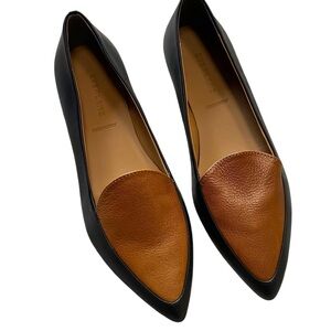 New Everlane The Modern Point Loafer in a tan and black colorblock leather 8.5